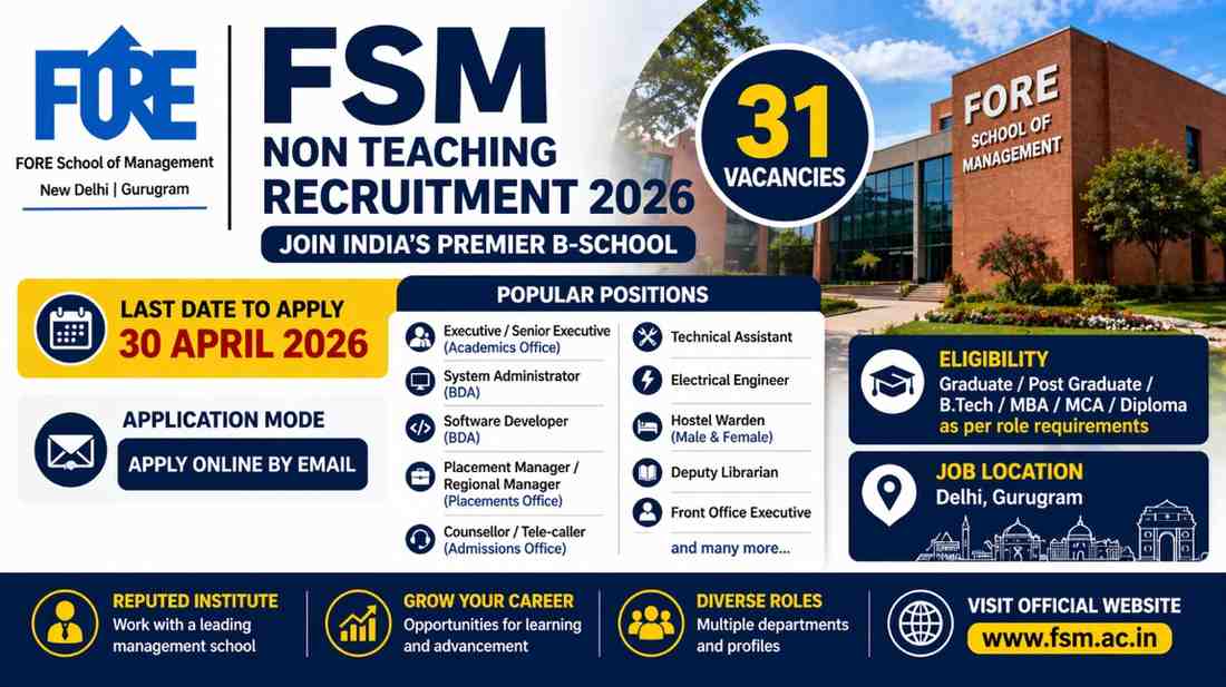 FSM Non Teaching Recruitment 2026: Apply Online by Email, Eligibility, Vacancy, Last Date
