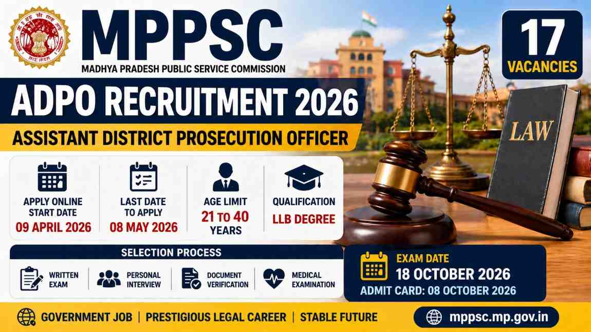 MPPSC ADPO Recruitment 2026: Apply Online, Assistant District Prosecution Officer, Eligibility, Exam Date