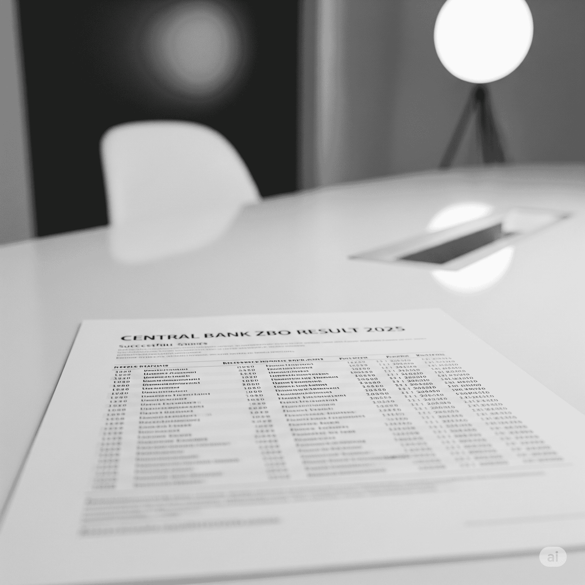 Central Bank ZBO Result 2025 घोषित 3 Central Bank ZBO Result 2025 घोषित