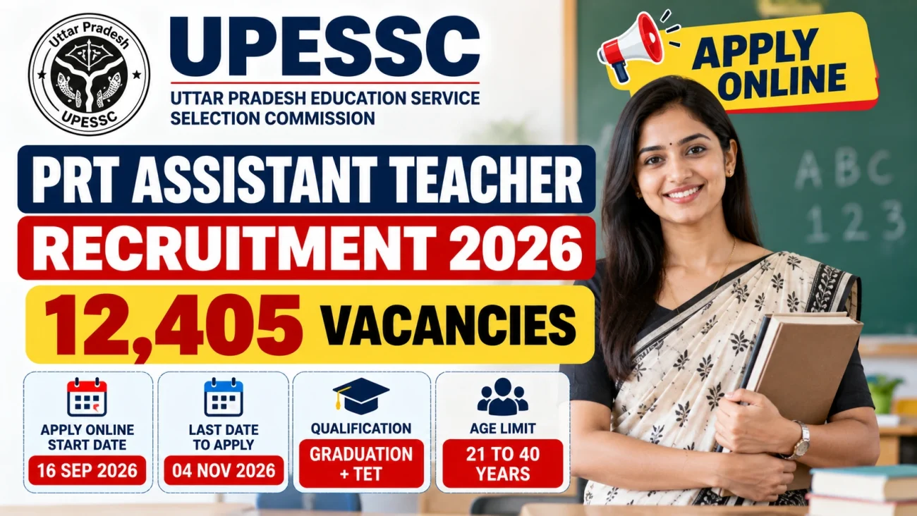 UPESSC PRT Assistant Teacher Recruitment 2026 for 12405 primary teacher vacancies